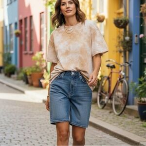 Ganni t-shirt tie dye crystals writing on the back size large